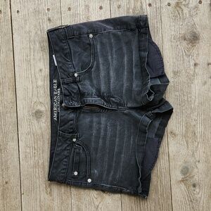 Black American Eagle Denim Shortie Shorts Size 14 Jean Shorts Super Stretch